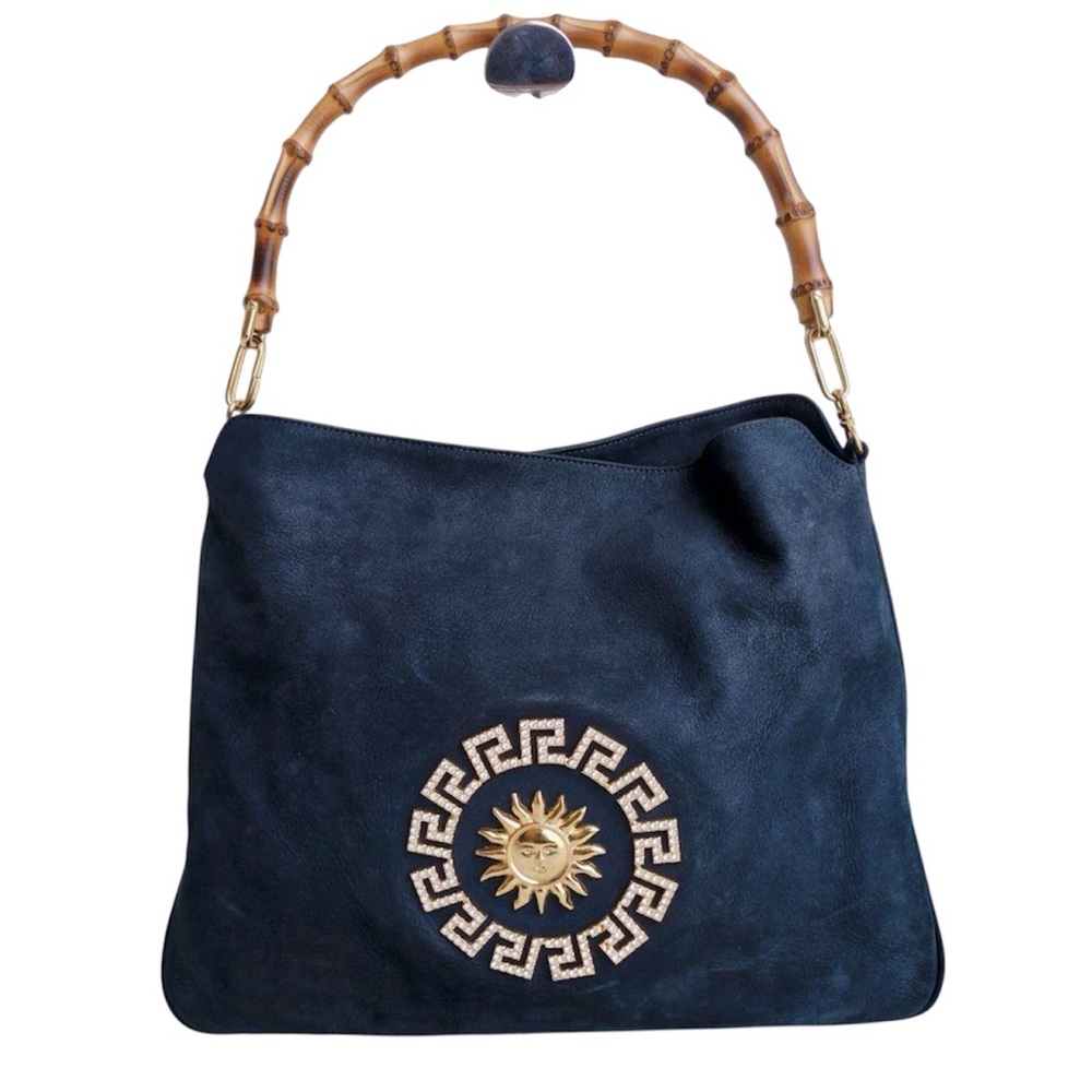 RESERVED Versace Starburst Nubuck Handbag W/ Bamboo Handle ■Rare■